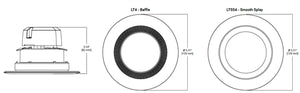 Halo Recessed LT4069FS231EWHR 4" All-Purpose LED Retrofit Module, Baffle Trim, 600 Lumens, 90 CRI, 2700K, 3000K, 3500K Selectable CCT, 120V, Phase Cut 10% Dimming, Matte White Flange