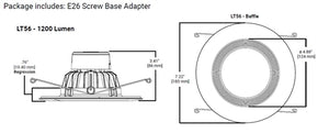 Halo Recessed LT56129FS1EWH 5/6 Inch LED Retrofit Module with Baffle, 1200 Lumens, 90 CRI, 2700K, 3000K, 3500K, 4000K, 5000K Selectable CCT, Phase Cut 10% Dimming, Matte White