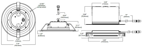Halo Recessed LT6089FS351EWHDMR 6" LED Canless Direct Mount Module, 800 Lumens, 90 CRI, 3000K, 4000K, 5000K Selectable CCT, 120V, Phase Cut 10% Dimming, Matte White Flange