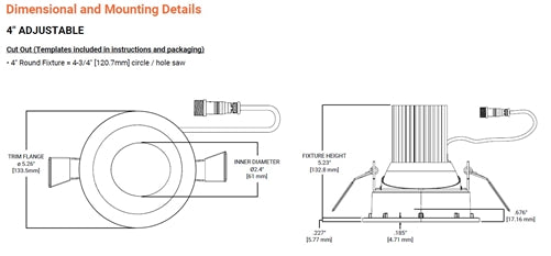 Halo Recessed ML4ALSFSE010RMW 4" Round Smooth LED Canless Downlight, Selectable 200/400/550 Lumens, 90 CRI, Selectable CCT 2700/3000/3500/4000/5000K, 5% 0-10V Dimming, UNV 120-277V 50Hz/60Hz, Matte White
