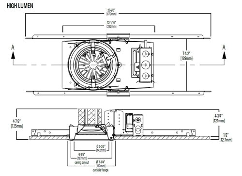 Halo Recessed PR6FS12D010 6" Round New Construction LED Housing, Field Selectable 1000, 1500, 2000 Lumens, Use with PR6M LED Module 0-10V Analog 1% Dimming