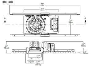 Halo Recessed PR6FS12D010 6" Round New Construction LED Housing, Field Selectable 1000, 1500, 2000 Lumens, Use with PR6M LED Module 0-10V Analog 1% Dimming