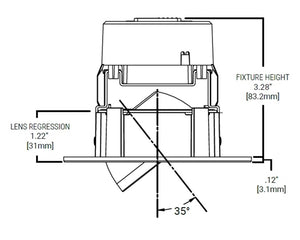 Halo Recessed RA3059FSD2W1EWH 3" Baffle Recessed Adjustable LED Trim, 500 Lumens, 90 CRI, Field-SeleCCTable 2700K/3000K/3500K/4000K/5000K/Dim-to-Warm, 5% Phase Cut LE/TE Dimming, 120V 60Hz, Matte White