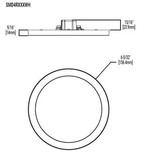 Halo Recessed SMD4R69SWH 4" Round LED Surface Mount Downlight, 600 Lumens, 90 CRI, 2700K, 3000K, 3500K, 4000K or 5000K, White Finish