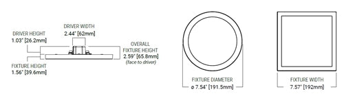 Halo Recessed SMD6R07FS5 6" Round Surface Mount LED Downlight, 800 Lumens, 90 CRI, Selectable CCT 2700/3500/4000/5000K, LE & TE Phase Cut 100-5% Dimming, Matte White