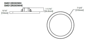 Halo Recessed SMD6R129SWH 6" Round LED Surface Mount Downlight, 1200 Lumens, 90 CRI, 2700K-5000K Field Selectable CCT, Matte White, 120V