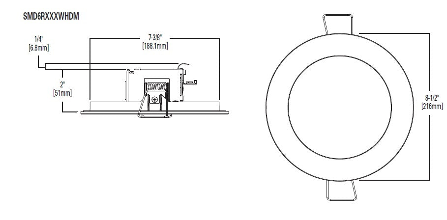 Halo Recessed SMD6R6940WHDM 6" Round LED Direct Mount Downlight, 792 Lumens, 90 CRI, 4000K, White Finish