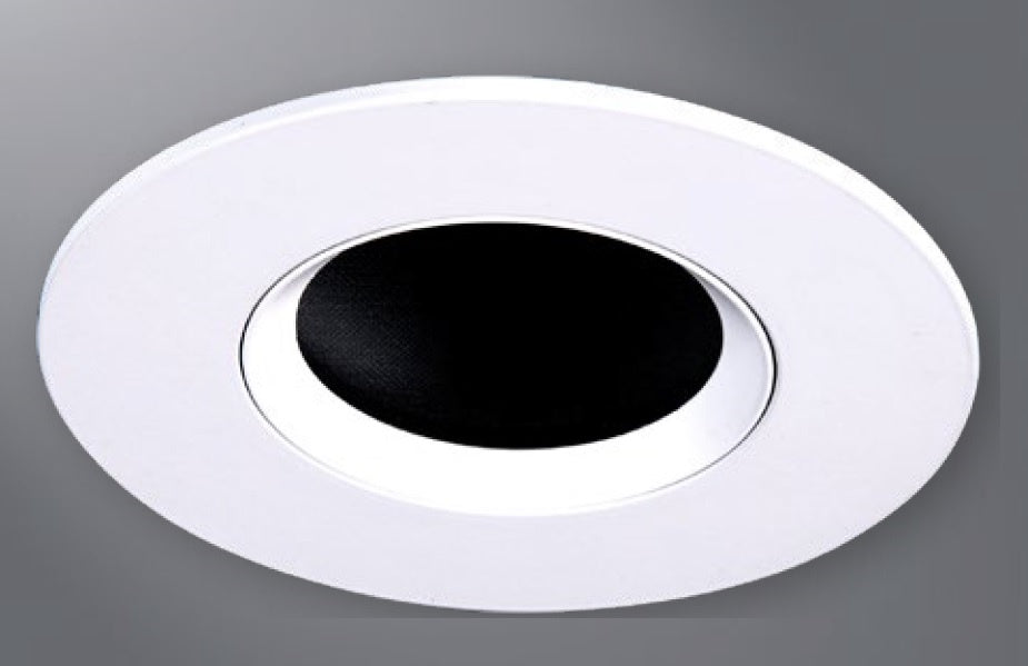 Halo Recessed TL3PIN2GMWWB 2" Aperture Pinhole With Oculus, Lens Self-Flanged Trim, Micro-Prismatic Lens, Matte White Flange, White Oculus