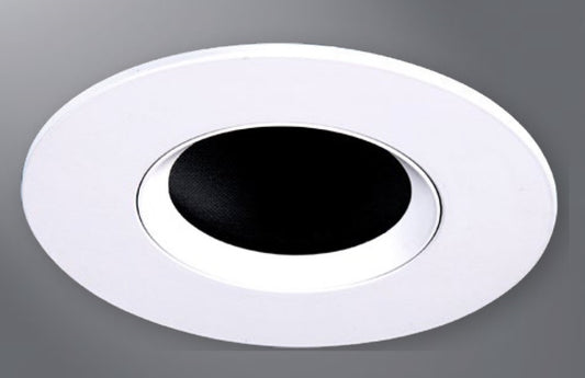 Halo Recessed TL3PIN2GMWWB 2" Aperture Pinhole With Oculus, Lens Self-Flanged Trim, Micro-Prismatic Lens, Matte White Flange, White Oculus