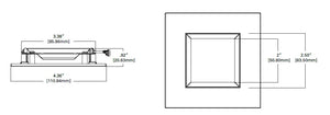 Halo Recessed TLS3PINBNBB 2" Aperture Square Pinhole with Oculus, Open, Self-Flanged Trim, Brushed Nickel Flange, Black Oculus