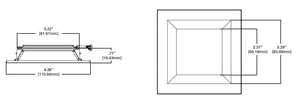 Halo Recessed TLS3PR2GMW 3.25" Aperture Square Polymer Reflector, Lens, Self Flanged Trim, Micro-Prismatic Lens, Matte White Reflector and Flange