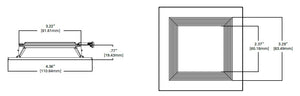Halo Recessed TLS3R2GBBWF 3.25" Aperture Square Baffle, Lens, Self-Flanged Trim, Micro-Prismatic Lens, Matte Black Baffle, Matte White Flange