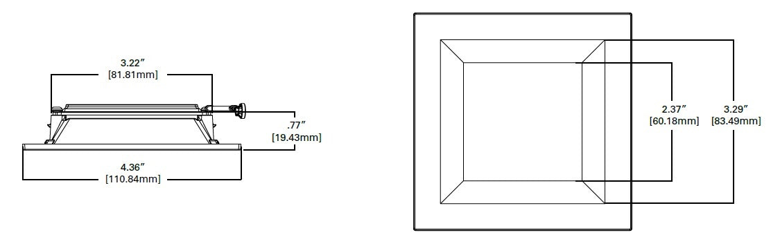 Halo Recessed TLS3R2GMB 3.25" Aperture Square Reflector, Lens, Self-Flanged Trim, Micro-Prismatic Lens, Matte Black Reflector and Flange