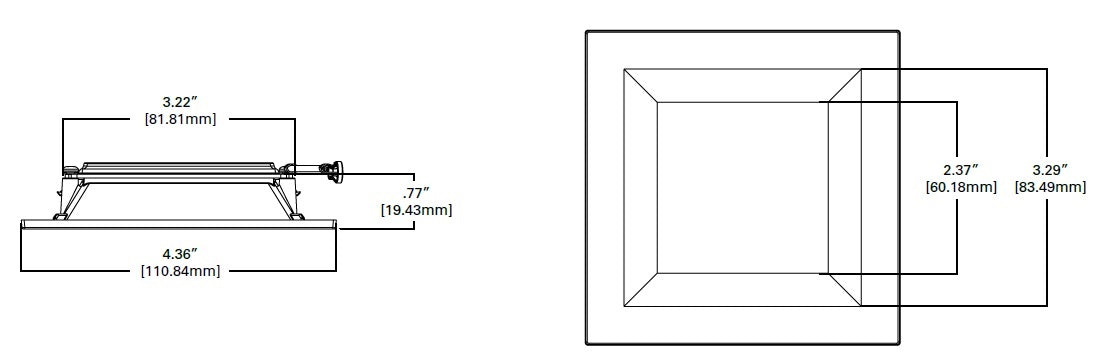 Halo Recessed TLS3RH 3.25" Aperture Square Reflector, Open, Self-Flanged Trim, Semi-Specular Clear Reflector and Flange