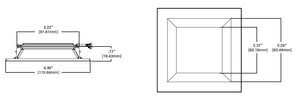 Halo Recessed TLS3RH 3.25" Aperture Square Reflector, Open, Self-Flanged Trim, Semi-Specular Clear Reflector and Flange