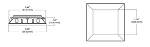Halo Recessed TLS3RMWRL 3.25" Aperture Square Reflector, Open, Rimless Trim, Matte White Reflector and Flange