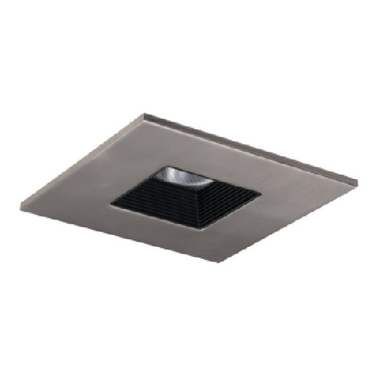 Halo Recessed TLS408SNBB 4" Square Baffle Trim with Solite Glass Lens, Black Baffle, Satin Nickel Ring