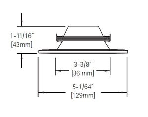 Halo Recessed TLS408WHBB 4" Square Baffle Trim with Solite Glass Lens, Black Baffle, White Ring