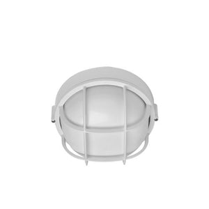 Hubbell Outdoor Lighting BRLU-04 15W Euroluxe Wall or Ceiling Mount Decorative Round LED Wallpack, White Finish