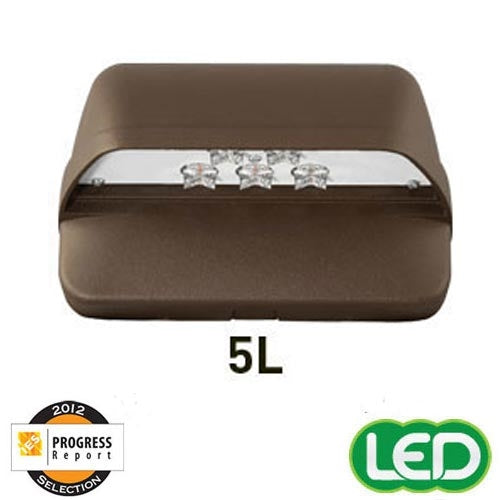 Hubbell Outdoor Lighting LNC-5LU-5K 12.9W 5 LEDs Wallpack, Wall Mount, Full Cut Off, 120-277V, 5000K, Type II Distribution, Bronze Finish