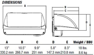 Hubbell Outdoor Lighting LNC3-24L-5K-105-4-3-GR 83W Medium Litepak Wallpack, 5000K, 1050mA, Type IV Distribution, 240V, Gray Finish