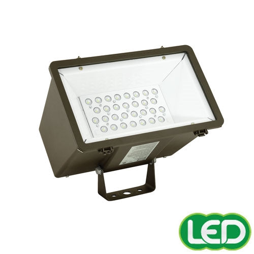 Hubbell Outdoor Lighting MHS-Y-30LU-5K-M-BZ 71W Miniliter Floodlight, Yoke Mounting, 30 LEDs, 120-277V, 5000K, Wide 3x3 Beam, 700mA, Bronze Finish