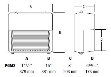 Hubbell Outdoor Lighting PGM3-100P-18-BZ-L 100W Perimaliter Pulse Start Metal Halide Wallpack, Quad Tap Voltage, HX-HPF Ballast, Lamp Included, Medium Base