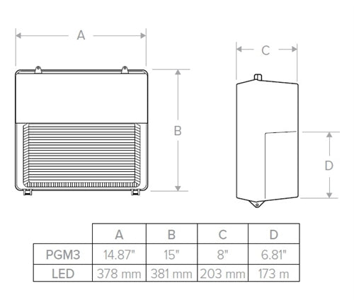 Hubbell Outdoor Lighting PGM3-180L-60-4K7-U-DBT 60W Perimaliter LED Wallpack, Glass Refractor, 180 LEDs, 4000K, 70CRI, 120V-277V, Dark Bronze Finish