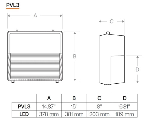 Hubbell Outdoor Lighting PVL3-180L-60-3K7-U-DBT 60W Perimaliter LED Wallpack, Polycarbonate Refractor, 180 LEDs, 3000K, 70 CRI, 120-277V, Dark Bronze Matter Textured