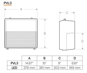 Hubbell Outdoor Lighting PVL3-180L-60-3K7-U-DBT 60W Perimaliter LED Wallpack, Polycarbonate Refractor, 180 LEDs, 3000K, 70 CRI, 120-277V, Dark Bronze Matter Textured