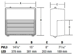 Hubbell Outdoor Lighting PVL3-30LU-5K-BZ 63W Perimaliter LED Wallpack, Polycarbonate Refractor, 30 LEDs, 120-277V, 5337 Lumens, 5000K, Bronze Finish