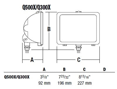 Hubbell Outdoor Lighting Q-500-W 500W 120V Q Series Quartz Floodlight, Lamp Not Included, 6(100Â°) x 5(86Â°)  Photometry, White Finish