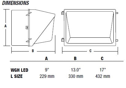 Hubbell Outdoor Lighting WGH-225L-4K-U-L  97W LED Glass Wallpack, 120-277V, Type IV Distribution, 10151 Lumens, 4000K, Bronze Finish