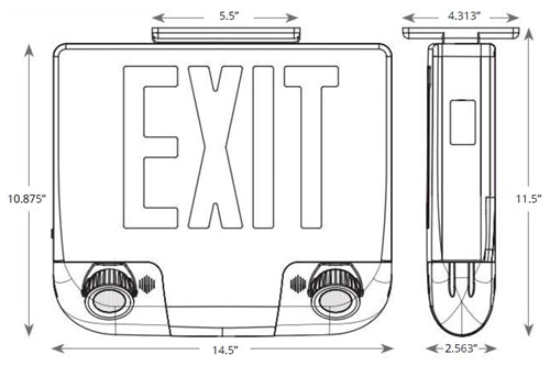 Isolite DCL-R-U-BA-2-MTEBP Die-Cast LED Exit & Emergency Combo, Red Letters, Double Face, Brushed Aluminum Face Color, Brushed Aluminum Frame Color, Universal Mount