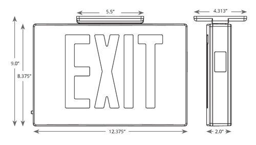 Isolite EDC-EM-R-1-BA-BA-MTEBP-SD Economical Die-Cast LED Exit Sign, Ni-Cad Battery Backup, Red Letter, Single Face, Brushed Aluminum Face Color, Brushed Aluminum Frame Color, Universal Mount, Self-Diagnostics