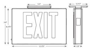 Isolite EDC-EM-R-2-BA-BA-MTEBP-SD Economical Die-Cast LED Exit Sign, Ni-Cad Battery Backup, Red Letter, Double Face, Brushed Aluminum Face Color, Brushed Aluminum Frame Color, Universal Mount, Self-Diagnostics