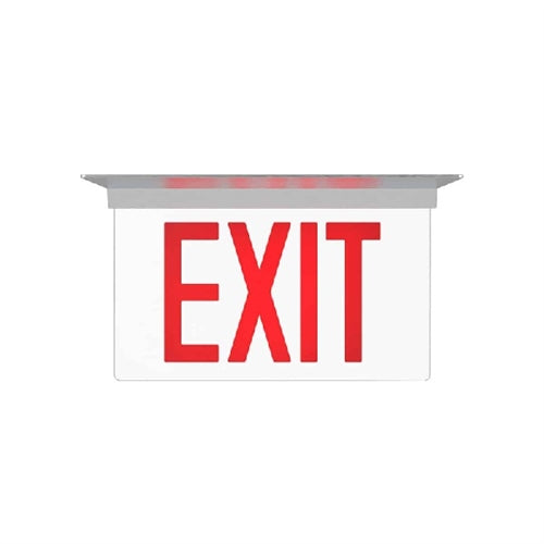 Isolite ELT2-AC-G-1M-AG-BA-MRC-AN Elite Edge-Lit Exit Sign, AC Only, Green Letter, Single Face, Mirror Background, Angular Trim Frame, Brushed Aluminum Frame, Recessed Ceiling Mount, No Arrows