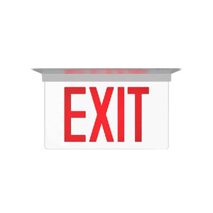 Isolite ELT2-AC-R-1M-AG-BA-MRC-AR Elite Edge-Lit Exit Sign, AC Only, Red Letter, Single Face, Mirror Background, Angular Trim Frame, Brushed Aluminum Frame, Recessed Ceiling Mount, Arrow Right