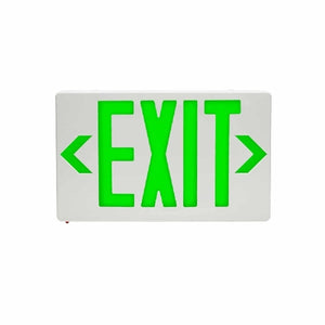 Isolite RL-EM-G-U-WH-MTEB Reliance Thermoplastic LED Exit Sign, AC with Ni-Cad Battery Backup, Green Illumination, Universal Face, White Frame, Universal Mount