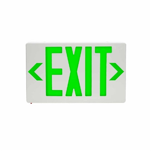 Isolite RL-EM-G-U-WH-MTEB Reliance Thermoplastic LED Exit Sign, AC with Ni-Cad Battery Backup, Green Illumination, Universal Face, White Frame, Universal Mount