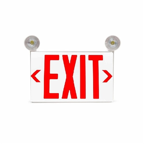 Isolite RLC-LED-R-U-WH-MTEB-SD RLC-LED Thermoplastic Exit & Emergency Combo, Red Letters, Universal Face Count, White, Top/End/Back Mount, Self-Diagnostics
