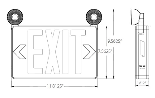 Isolite RLC-LED-G-U-WH-MTEB-SD RLC-LED Thermoplastic Exit & Emergency Combo, Green Letters, Universal Face Count, White, Top/End/Back Mount, Self-Diagnostics