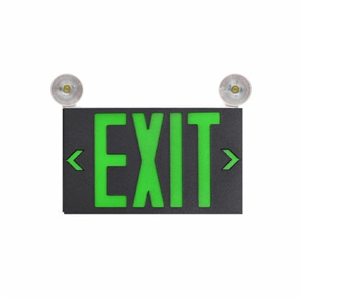 Isolite RLC-LED-G-U-BK-MTEB-SD RLC-LED Thermoplastic Exit & Emergency Combo, Green Letters, Universal Face Count, Black, Top/End/Back Mount, Self-Diagnostics