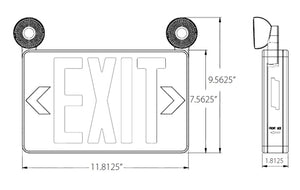 Isolite RLC-LED-G-U-BK-MTEB-SD RLC-LED Thermoplastic Exit & Emergency Combo, Green Letters, Universal Face Count, Black, Top/End/Back Mount, Self-Diagnostics