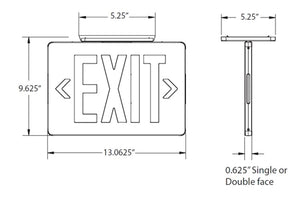 Isolite TL2-AC-G-2-WH-MPA 2W Aluminum Thin Line Die-Cast LED Exit Sign, AC Only, Green Letters, Double Face, White Frame, 12" Pendant Mount