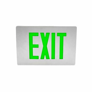 Isolite TL2-EM-G-1-BK-MPA 2.4W Aluminum Thin Line Die-Cast LED Exit Sign, Battery Backup, Green Letters, Single Face, Black Frame, 12" Pendant Mount