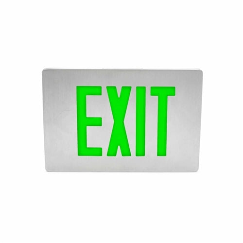 Isolite TL2-EM-G-2-BK-MPA 2.4W Aluminum Thin Line Die-Cast LED Exit Sign, Battery Backup, Green Letters, Double Face, Black Frame, 12" Pendant Mount