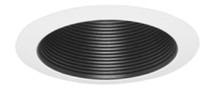Juno Recessed Lighting 140B-WH (140 BWH) 4" Compact Fluorescent High Performance Baffle Trim, Black Baffle, White Trim Ring
