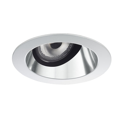 Juno Aculux Recessed Lighting 2001C-SFWH (2AC CS WHSF WET) 2" LED Round Adjustable Angle Cut Lensed Cone, Clear Specular Self Flanged White Trim