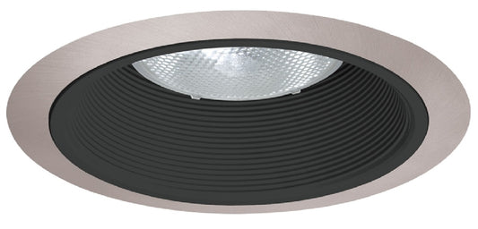 Juno Recessed Lighting 24B-SC (24 BSC) 6" LED, Line Voltage, Tapered Baffle Trim, Black Baffle, Satin Chrome Trim
